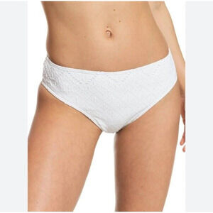 Roxy Bikini Bottom Women's Medium Swimwear Quiet Beauty White Moderate Mid Waist